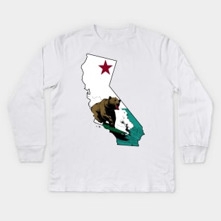 Surfing California Bear Kids Long Sleeve T-Shirt